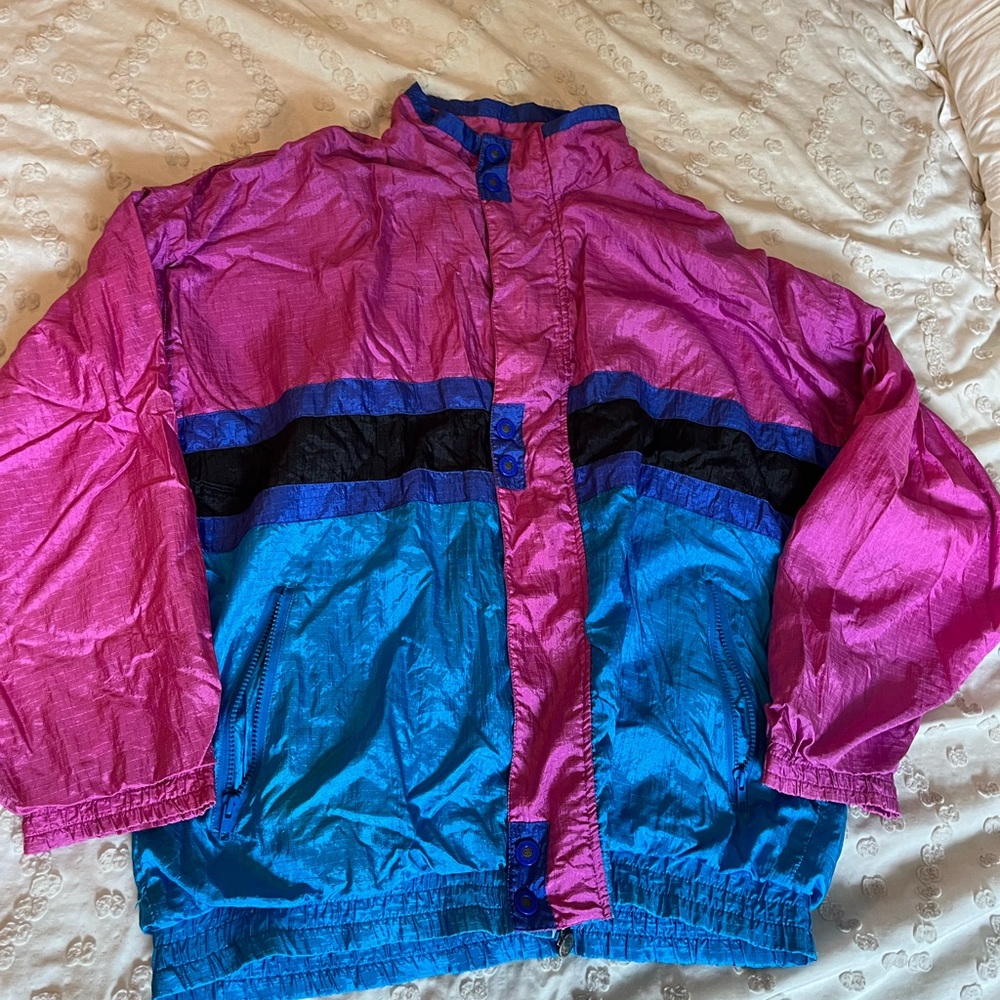 Dior Monsieur Colorblock Windbreaker Jacket in Pink, Teal & Blue